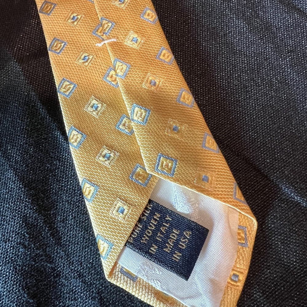 Brooks Brothers Silk Neck‎ Tie Yellow Geometric Blue & Yellow Squares - Picture 5 of 11